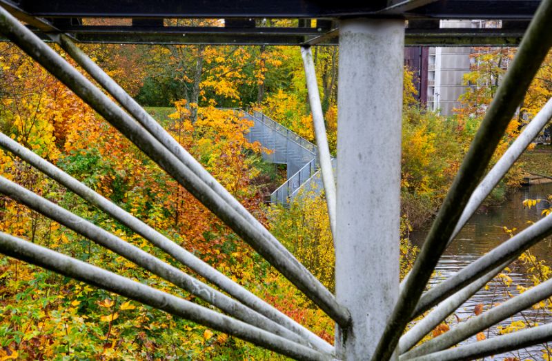 Close-up iron structure on LTH campus. Photo.